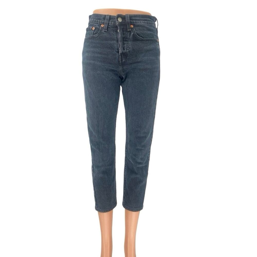 Levi's Wedgie Blue Medium Wash Mid Rise Denim Straight Cropped Jeans Size 24